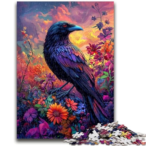 Puzzle 1000 Teile für Teenager, Krähen und Blumen, Elefantenspielzeug, Denkspiel, Geburtstagsgeschenk, Geschenke, Wandkunst für Kinder ab 14 Jahren, 50x75cm von ZKYUBEK