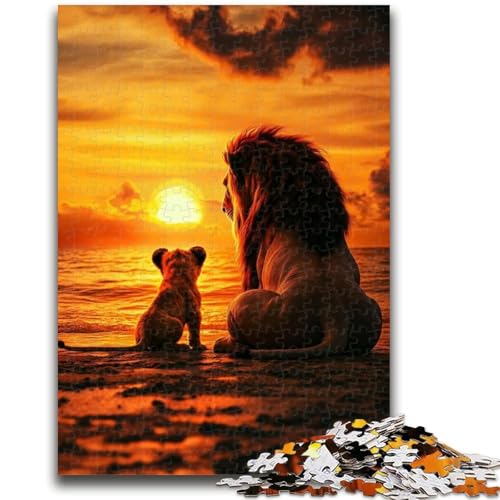 Puzzle 1000 Teile für Teenager, Löwe bei Sonnenuntergang, Elefantenspielzeug, Denkspiel, Geburtstagsgeschenk, Geschenke, Wandkunst für Kinder ab 14 Jahren, 26x38cm von ZKYUBEK