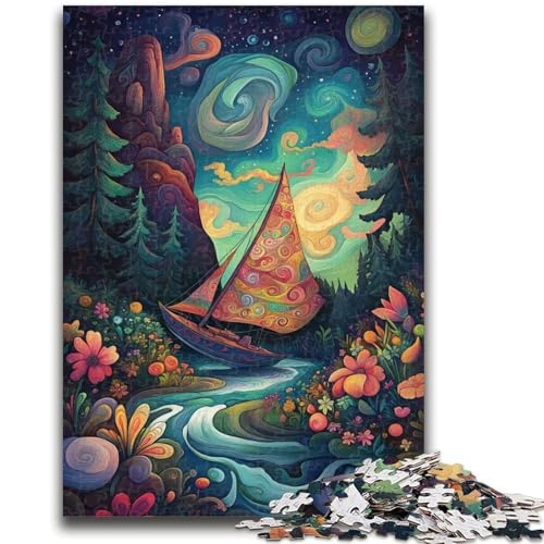 Puzzle 1000 Teile für Teenager, Psychedelisches Bootsspiel, Spielzeug, Jedes Teil ist einzigartig – Herausforderndes Familienspiel, 26x38cm von ZKYUBEK