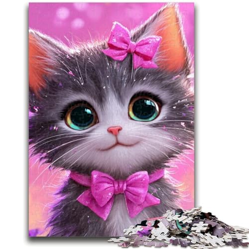 Puzzle 1000 Teile für Teenager, Schleifenkätzchen, Elefantenspielzeug, Denkspiel, Geburtstagsgeschenk, Geschenke, Wandkunst für Kinder ab 14 Jahren, 50x75cm von ZKYUBEK