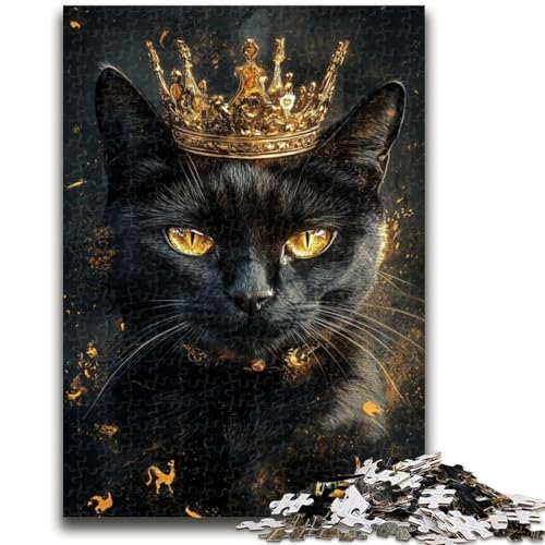 Puzzle 1000 Teile für Teenager, Schwarze Katze mit Krone, Elefantenspielzeug, Denkspiel, Geburtstagsgeschenk, Geschenke, Wandkunst für Kinder ab 14 Jahren, 50x75cm von ZKYUBEK