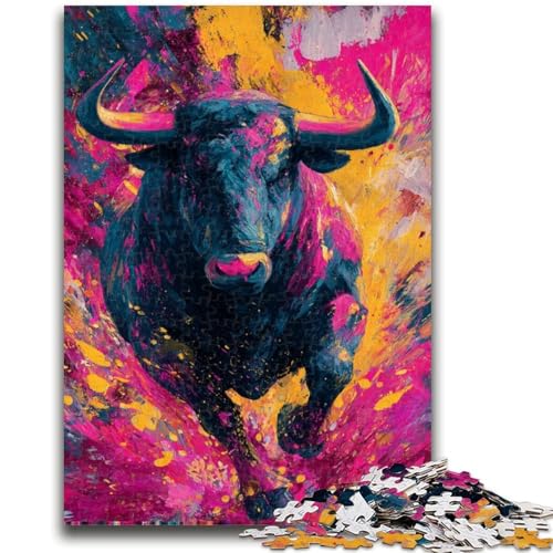 Puzzle 1000 Teile für Teenager, Stiermalerei, geeignet für Personen ab 14 Jahren, Lernspiele, Wichtelgeschenke, 50x75cm von ZKYUBEK