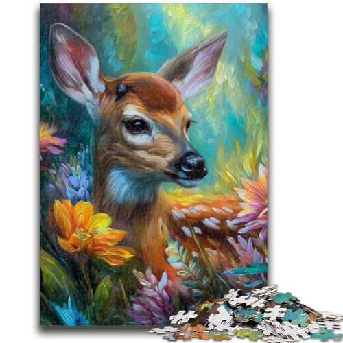 Puzzle 1000 Teile für Teenager, Tierhirsch, geeignet für Personen ab 14 Jahren, Lernspiele, Wichtelgeschenke, 50x75cm von ZKYUBEK