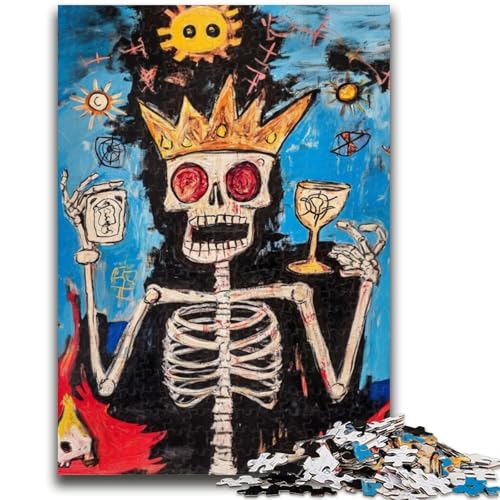 Puzzle 1000 Teile für Teenager, Totenkopfkrone im Basquiat-Stil, für 14+, anspruchsvolles Spiel als Geschenk für die ganze Familie und Freunde, 50x75cm von ZKYUBEK