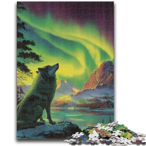 Puzzle 1000 Teile für Teenager „Wolf unter der Aurora“, Familienspaß für Kinder, ganze Familie, ab 14 Jahren, 26x38cm von ZKYUBEK