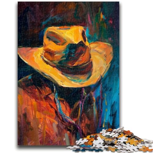 Puzzle 1000 Teile für Teenager Cowboyhut Familienspaß Ganze Familie Für Und Alter Ab 14 Jahren 50X75CM von ZKYUBEK