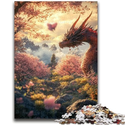 Puzzle 1000 Teile für Teenager Kirschblütendrache, für 14+ Anspruchsvolles Spiel als Geschenk für die ganze Familie und Freunde 26X38CM von ZKYUBEK
