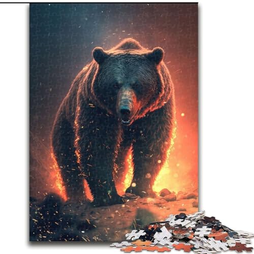 Puzzle Bär im Feuer, Karton, Größe 26x38cm, anspruchsvolles Denkspiel, Familienaktivität, Heimdekoration von ZKYUBEK
