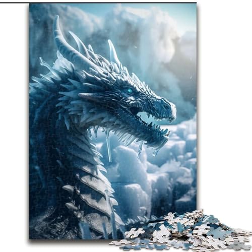 Puzzle Blauer Eisdrache aus Karton, Größe 26x38cm, anspruchsvolles Denkspiel, Familienaktivität, Heimdekoration von ZKYUBEK