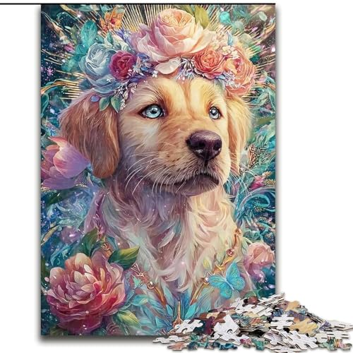 Puzzle Blumen Golden Retriever Holzpuzzle 26x38cm, anspruchsvolles Denkspiel, Familienaktivität, Heimdekoration Puzzle Blumen Golden Retriever Holzpuzzle 26x38cm, anspruchsvolles Denkspiel, Familienaktivität, Heimdekoration von ZKYUBEK
