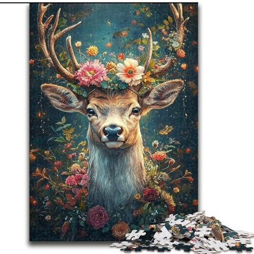Puzzle Blumen und Hirsche, Holzpuzzle, 26x38cm, anspruchsvolles Denkspiel, Familienaktivität, Heimdekoration Puzzle Blumen und Hirsche, Holzpuzzle, 26x38cm, anspruchsvolles Denkspiel, Familienaktivität, Heimdekoration von ZKYUBEK