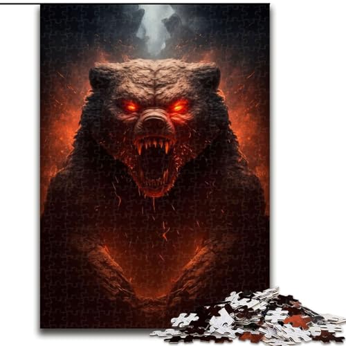 Puzzle Dämonischer Bär aus Pappe, Größe 26x38cm, anspruchsvolles Denkspiel, Familienaktivität, Heimdekoration von ZKYUBEK