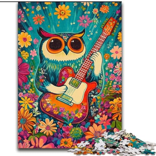 Puzzle Eule spielt Gitarre. Schwierige Puzzles für Erwachsene, 26x38cm. Perfekt für Teenager und Sammler. Ideale Heimdekoration und Reisegeschenk. von ZKYUBEK