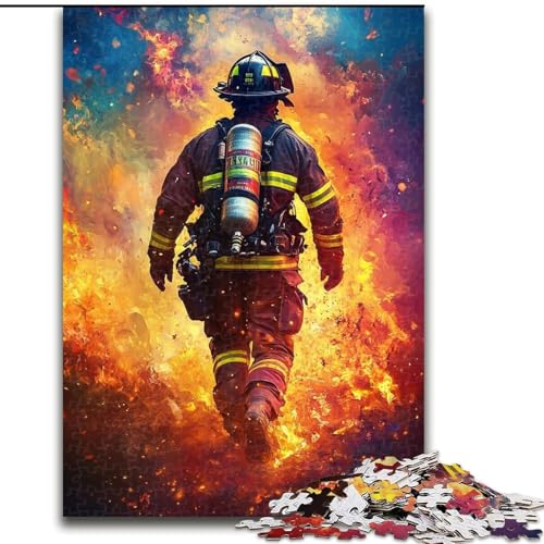 Puzzle Feuerwehrmann Holzpuzzle 26x38cm Denkspiel, interaktives Familienspiel, geeignet für Kinder ab 14 Jahren von ZKYUBEK