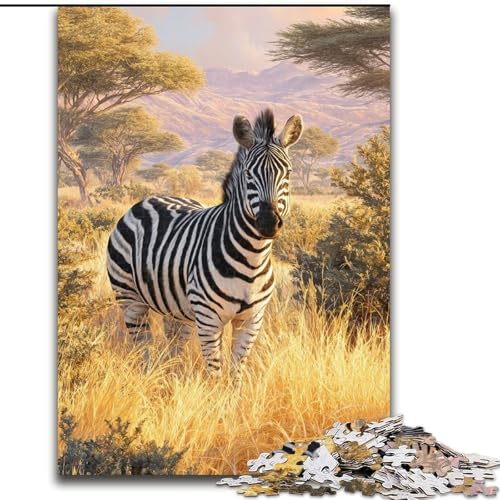 Puzzle Grassland Zebra Holzpuzzle 50X75CM Denkspiel, Interaktives Familienspiel, Geeignet für Kinder ab 14 Jahren von ZKYUBEK