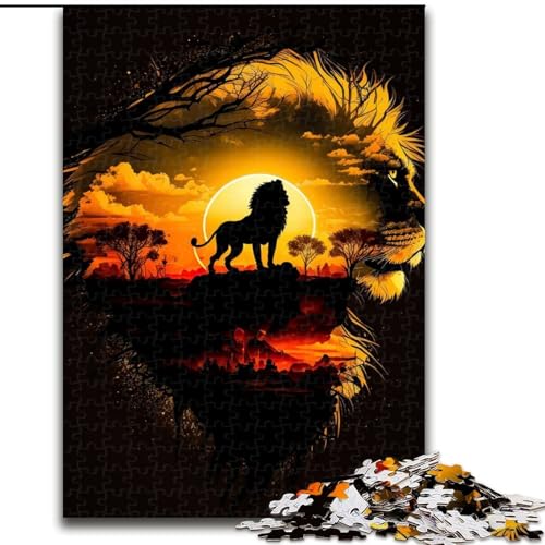 Puzzle König der Löwen aus Karton, Größe 26x38cm, anspruchsvolles Denkspiel, Familienaktivität, Heimdekoration von ZKYUBEK