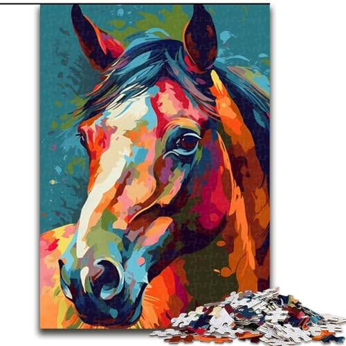 Puzzle Pferd, Bunte Holzpuzzles, Größe 50x75cm, Denksportspiel, interaktives Familienspiel, geeignet für Kinder ab 14 Jahren von ZKYUBEK