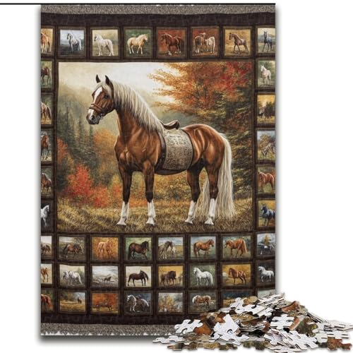 Puzzle Pferdecollage Holzpuzzle 50x75cm, Denkspiel, interaktives Familienspiel, geeignet für Kinder ab 14 Jahren von ZKYUBEK