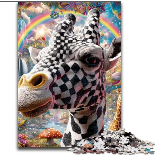 Puzzle Psychedelische Giraffe, Holzpuzzle, 50x75cm, anspruchsvolles Denkspiel, Familienaktivität, Heimdekoration Puzzle Psychedelische Giraffe, Holzpuzzle, 50x75cm, anspruchsvolles Denkspiel, Familienaktivität, Heimdekoration von ZKYUBEK