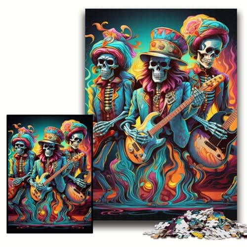 Puzzle Skelett spielt Gitarre, Puzzle für Erwachsene, 50x75cm, perfekt für Familienspaß an Weihnachten, Thanksgiving, Geburtstagen und Ostern von ZKYUBEK