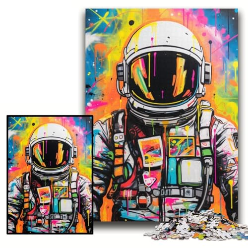 Puzzle für 1000 Teile, Astronauten-Graffiti-Puzzle aus Pappe, 26x38cm, Muttertag, Geburtstag, Weihnachten von ZKYUBEK