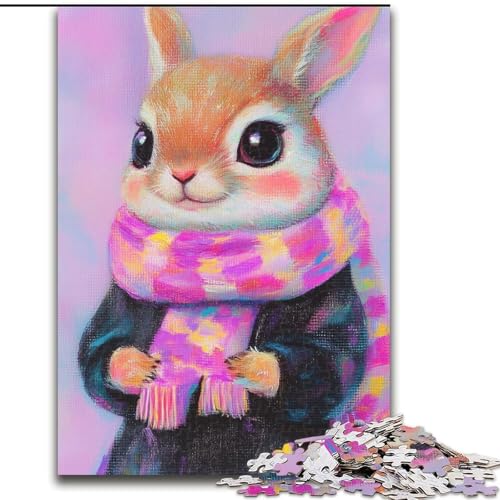 Puzzle für 1000 Teile, Kaninchen mit Schal, Papp-Puzzle, 26x38cm, Spiel für Erwachsene, Geschenk, interaktives Familienspiel, Gehirn-Herausforderung Puzzle für 1000 Teile, Kaninchen mit Schal, Papp-Puzzle, 26x38cm, Spiel für Erwachsene, Geschenk, interaktives Familienspiel, Gehirn-Herausforderung von ZKYUBEK