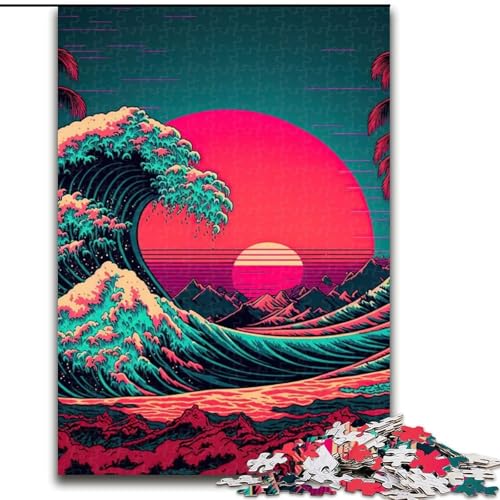 Puzzle für 1000 Teile, Ozeanwellen, Japan. Schwierige Puzzles für Erwachsene, Größe 50x75cm. Anspruchsvolles DIY-Denkspiel für Teenager von ZKYUBEK