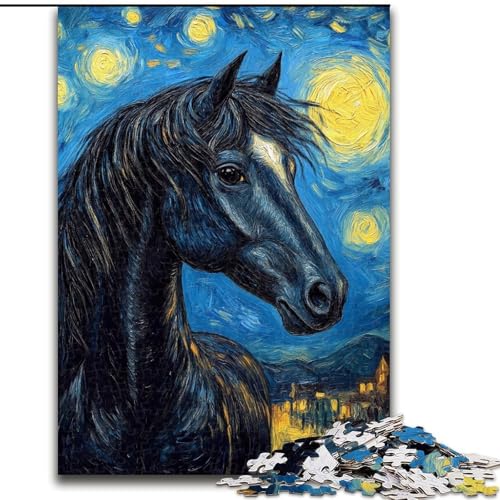 Puzzle für 1000 Teile, Pferd unter dem Nachthimmel, Papppuzzle, 26x38cm, Spiel für Erwachsene, Geschenk, Familienspiel, interaktives Denkspiel, Geschenk Puzzle für 1000 Teile, Pferd unter dem Nachthimmel, Papppuzzle, 26x38cm, Spiel für Erwachsene, Geschenk, Familienspiel, interaktives Denkspiel, Geschenk von ZKYUBEK