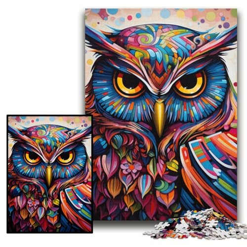 Puzzle für 1000 Teile, farbenfrohe Eulen-Kunstpuzzles für Erwachsene, 26x38cm, kreatives Familienspiel und Heimdekoration, Teenager Puzzle für 1000 Teile, farbenfrohe Eulen-Kunstpuzzles für Erwachsene, 26x38cm, kreatives Familienspiel und Heimdekoration, Teenager von ZKYUBEK
