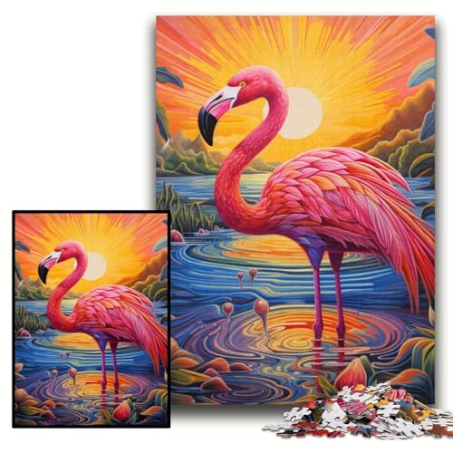 Puzzle für 1000 Teile, farbenfrohe Flamingo-Kunstpuzzles für Erwachsene, 26x38cm, kreatives Familienspiel und Heimdekoration, Teenager Puzzle für 1000 Teile, farbenfrohe Flamingo-Kunstpuzzles für Erwachsene, 26x38cm, kreatives Familienspiel und Heimdekoration, Teenager von ZKYUBEK