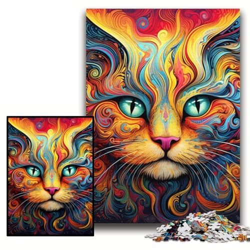 Puzzle für 1000 Teile „Psychedelic Cat“ aus Karton, 26x38cm, Muttertag, Geburtstag, Weihnachten Puzzle für 1000 Teile „Psychedelic Cat“ aus Karton, 26x38cm, Muttertag, Geburtstag, Weihnachten von ZKYUBEK