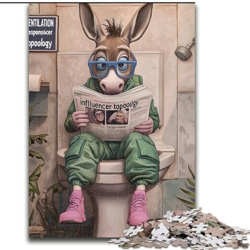 Puzzle für 1000 Teile Donkey Go Toilet aus Karton, Größe 26x38cm, ideal für Verliebte, perfektes Weihnachts-, Neujahrs- oder Valentinstagsgeschenk von ZKYUBEK