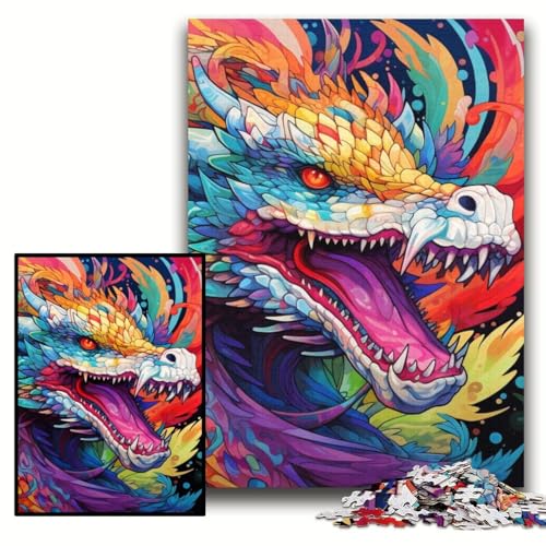 Puzzle für Erwachsene, 1000 Bunte chinesische Drachen-Holzpuzzles, 50x75cm, für Teenager und Familienspaß – DIY-Denkspiel als Geschenk Puzzle für Erwachsene, 1000 Bunte chinesische Drachen-Holzpuzzles, 50x75cm, für Teenager und Familienspaß – DIY-Denkspiel als Geschenk von ZKYUBEK