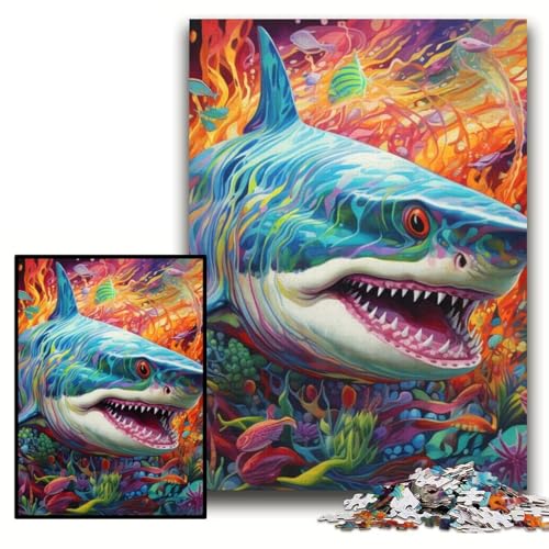 Puzzle für Erwachsene, 1000 Hai-Puzzles aus Pappe, 26x38cm, für Teenager und Familienspaß – DIY-Denkspiel als Geschenk Puzzle für Erwachsene, 1000 Hai-Puzzles aus Pappe, 26x38cm, für Teenager und Familienspaß – DIY-Denkspiel als Geschenk von ZKYUBEK