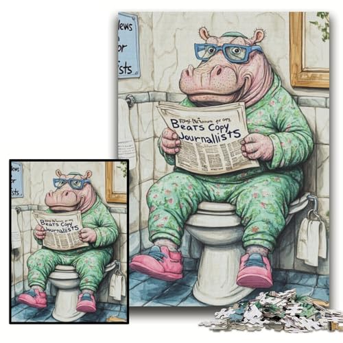 Puzzle für Erwachsene, 1000 Hippo Go Toiletten-Puzzles aus Pappe, 26x38cm, für Teenager und Familienspaß – DIY-Denkspiel als Geschenk von ZKYUBEK