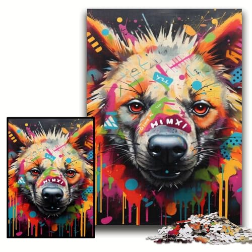 Puzzle für Erwachsene, 1000 Hyänen-Graffiti-Puzzles aus Holz, 50x75cm, für Teenager und Familienspaß – DIY-Denkspiel als Geschenk Puzzle für Erwachsene, 1000 Hyänen-Graffiti-Puzzles aus Holz, 50x75cm, für Teenager und Familienspaß – DIY-Denkspiel als Geschenk von ZKYUBEK