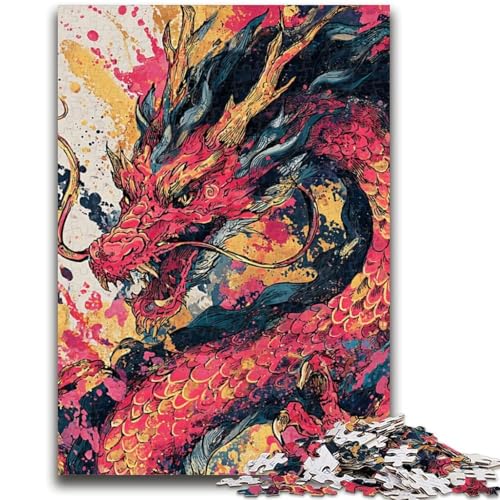 Puzzle für Erwachsene, 1000 Puzzles, Aquarell-Drache, Lernspiele, Heimdekoration, Lernspiel für Geburtstag, Weihnachten, 26x38cm von ZKYUBEK