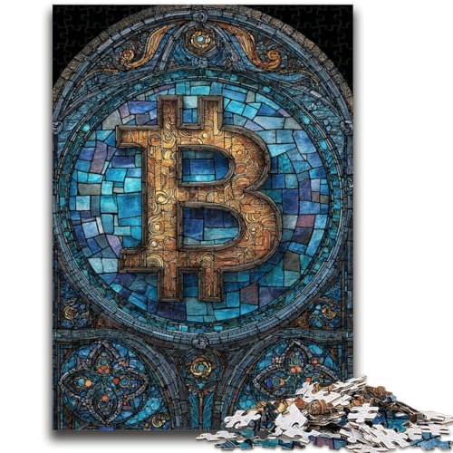 Puzzle für Erwachsene, 1000 Puzzles, Buntglas, Bitcoin, Lernspiele, Heimdekoration, Lernspiel für Geburtstag, Weihnachten, 50x75cm von ZKYUBEK
