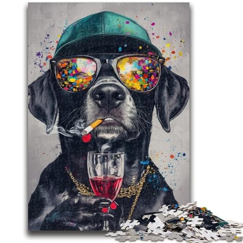 Puzzle für Erwachsene, 1000 Puzzles, Labrador mit Brille, Elefantenspielzeug, Denkspiel, Geburtstagsgeschenk, Geschenke, Wandkunst, für Kinder ab 14 Jahren, 26x38cm von ZKYUBEK