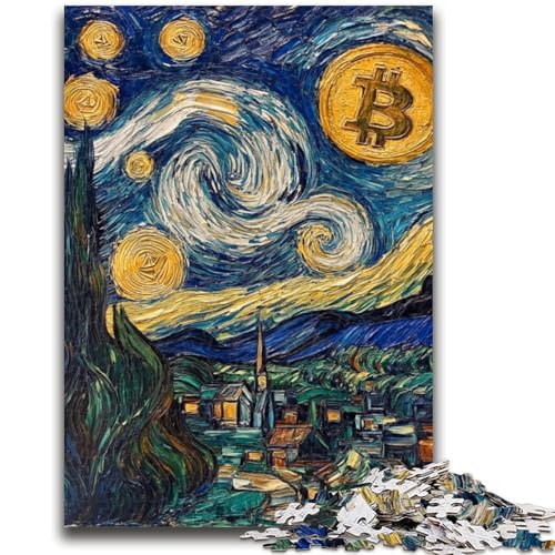 Puzzle für Erwachsene, 1000 Puzzles, Nachthimmel, Bitcoin, Lernspiele, Heimdekoration, Lernspiel für Geburtstag, Weihnachten, 50x75cm von ZKYUBEK