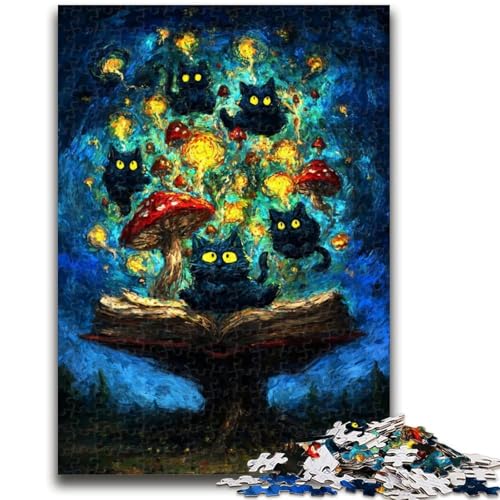 Puzzle für Erwachsene, 1000 Puzzles, Schwarze Katzenkunst, Elefantenspielzeug, Denkspiel, Geburtstagsgeschenk, Geschenke, Wandkunst für Kinder ab 14 Jahren, 26x38cm von ZKYUBEK