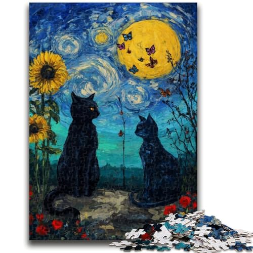 Puzzle für Erwachsene, 1000 Puzzles, Schwarze Katzenkunst, Elefantenspielzeug, Denkspiel, Geburtstagsgeschenk, Geschenke, Wandkunst für Kinder ab 14 Jahren, 26x38cm von ZKYUBEK