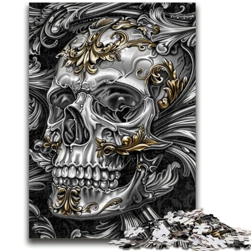 Puzzle für Erwachsene, 1000 Puzzles, Schwarzgold-Totenkopf, Lernspiele, Heimdekoration, Lernspiel für Geburtstag, Weihnachten, 26x38cm von ZKYUBEK