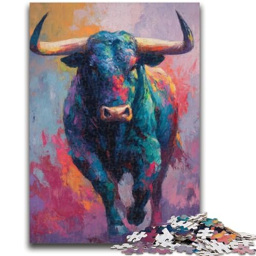Puzzle für Erwachsene, 1000 Puzzles, Stier-Ölgemälde, Lernspiele, Heimdekoration, Lernspiel für Geburtstag, Weihnachten, 26x38cm von ZKYUBEK