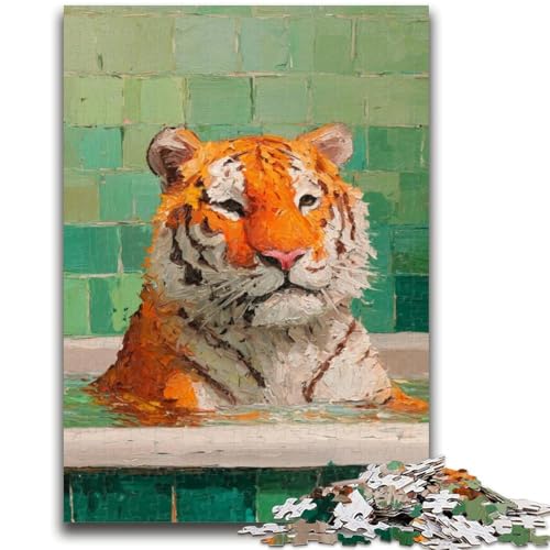 Puzzle für Erwachsene, 1000 Puzzles, Tiger-Ölgemälde, Lernspiele, Heimdekoration, Lernspiel für Geburtstag, Weihnachten, 26x38cm von ZKYUBEK