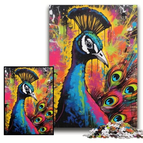 Puzzle für Erwachsene, 1000 Puzzles mit Pfauen-Graffiti-Malerei, 26x38cm, perfekt als Geburtstags-, Weihnachts Puzzle für Erwachsene, 1000 Puzzles mit Pfauen-Graffiti-Malerei, 26x38cm, perfekt als Geburtstags-, Weihnachts von ZKYUBEK