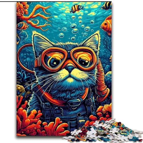 Puzzle für Erwachsene, 1000 Puzzles mit Unterwasser-Taucher-Katze, Holzpuzzle, perfekt für Teenager und Familien, 26x38cm Puzzle für Erwachsene, 1000 Puzzles mit Unterwasser-Taucher-Katze, Holzpuzzle, perfekt für Teenager und Familien, 26x38cm von ZKYUBEK