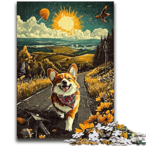 Puzzle für Erwachsene, 1000 Puzzleteile, Happy Corgi, für Kinder ab 14 Jahren, jedes Teil ist einzigartig – lustiges und herausforderndes Spiel für die ganze Familie, tolles Geschenk, 50x75cm von ZKYUBEK