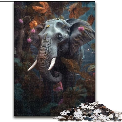 Puzzle für Erwachsene, 1000 Stück, Blumen-Puzzle mit magischem Elefantenmotiv, Karton, Größe 26x38cm, interaktives Familienspiel, Denksportaufgabe, Lernspielzeug von ZKYUBEK