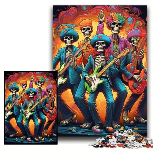 Puzzle für Erwachsene, 1000 Stück, Skelett spielt Gitarre, Papppuzzles, 26x38cm, für Teenager und Familienspaß – DIY-Denkspiel als Geschenk Puzzle für Erwachsene, 1000 Stück, Skelett spielt Gitarre, Papppuzzles, 26x38cm, für Teenager und Familienspaß – DIY-Denkspiel als Geschenk von ZKYUBEK